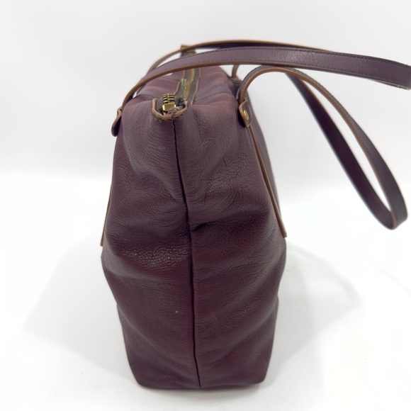 Fossil Felicity Satchel Tote Bordeaux Leather Bag Purse Double Shoulder Strap - Picture 6 of 16